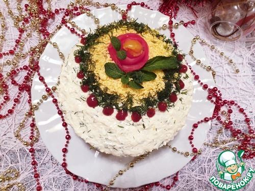 Печеночно-овощной торт "Новогодний"